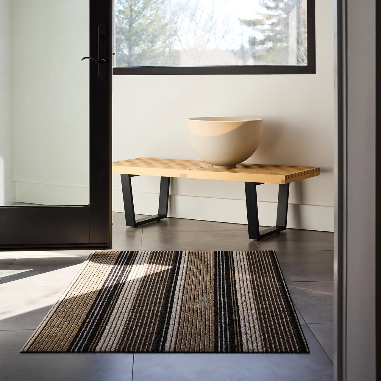 Pleat Stripe Shag Mat | Oyster