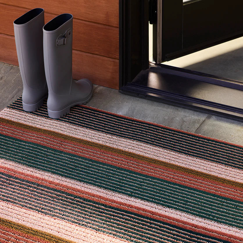 Chilewich Pleat Stripe Shag Mat - Raspberry