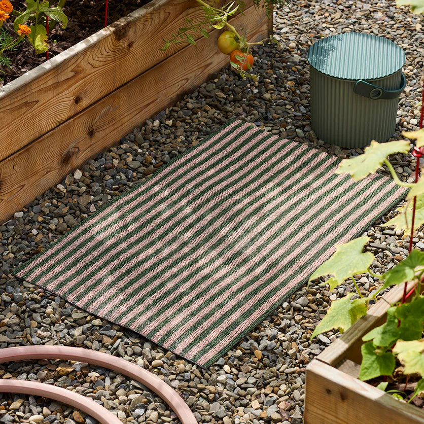 chilewich Breton Stripe Shag Mat - Malibu