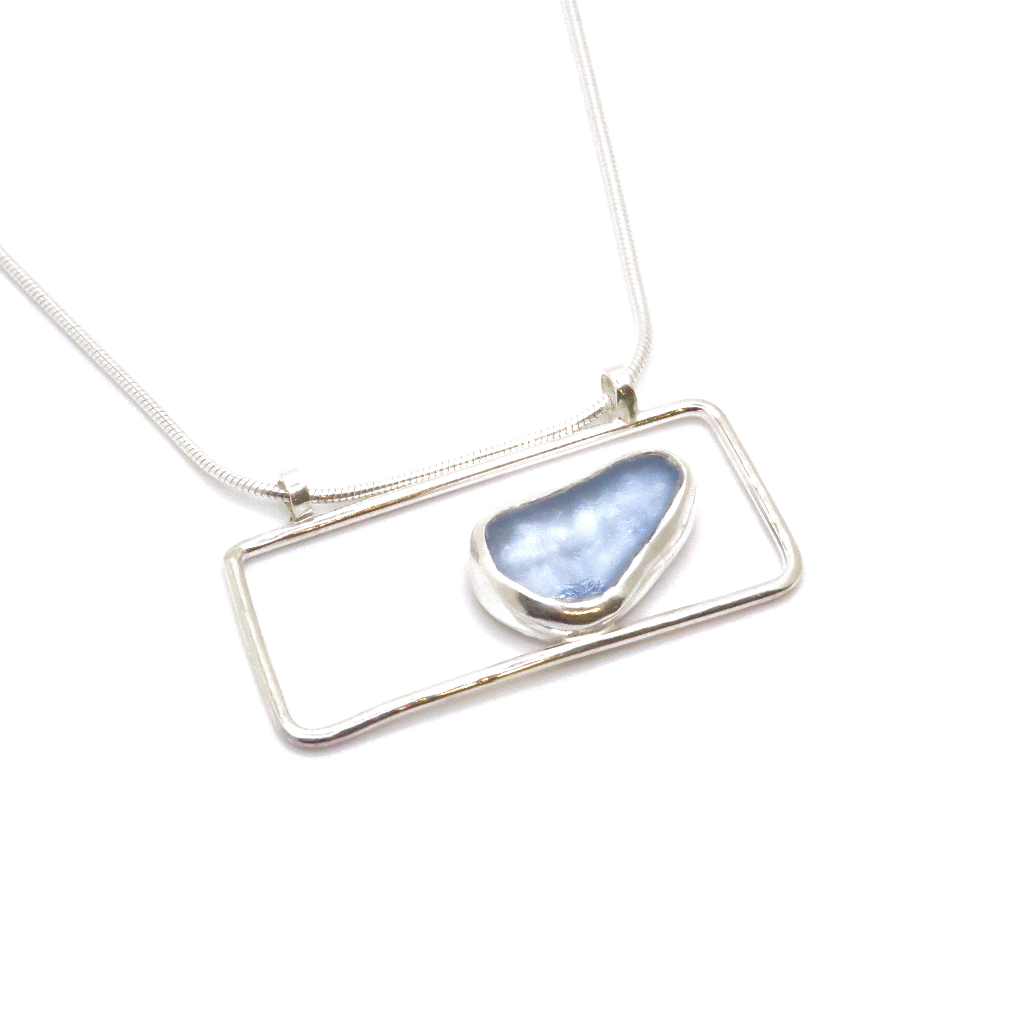 silver seaglass necklace