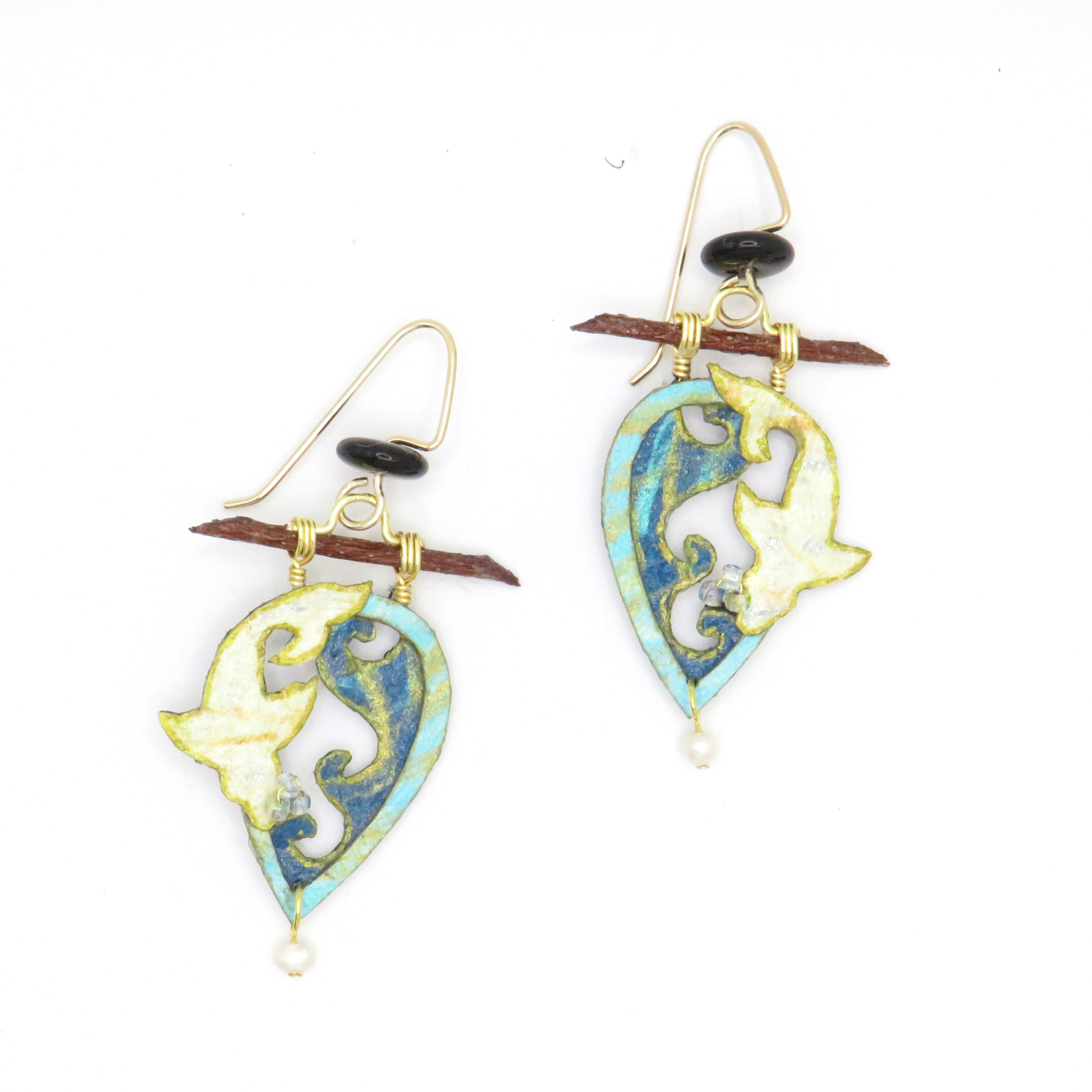 White Koi Earrings