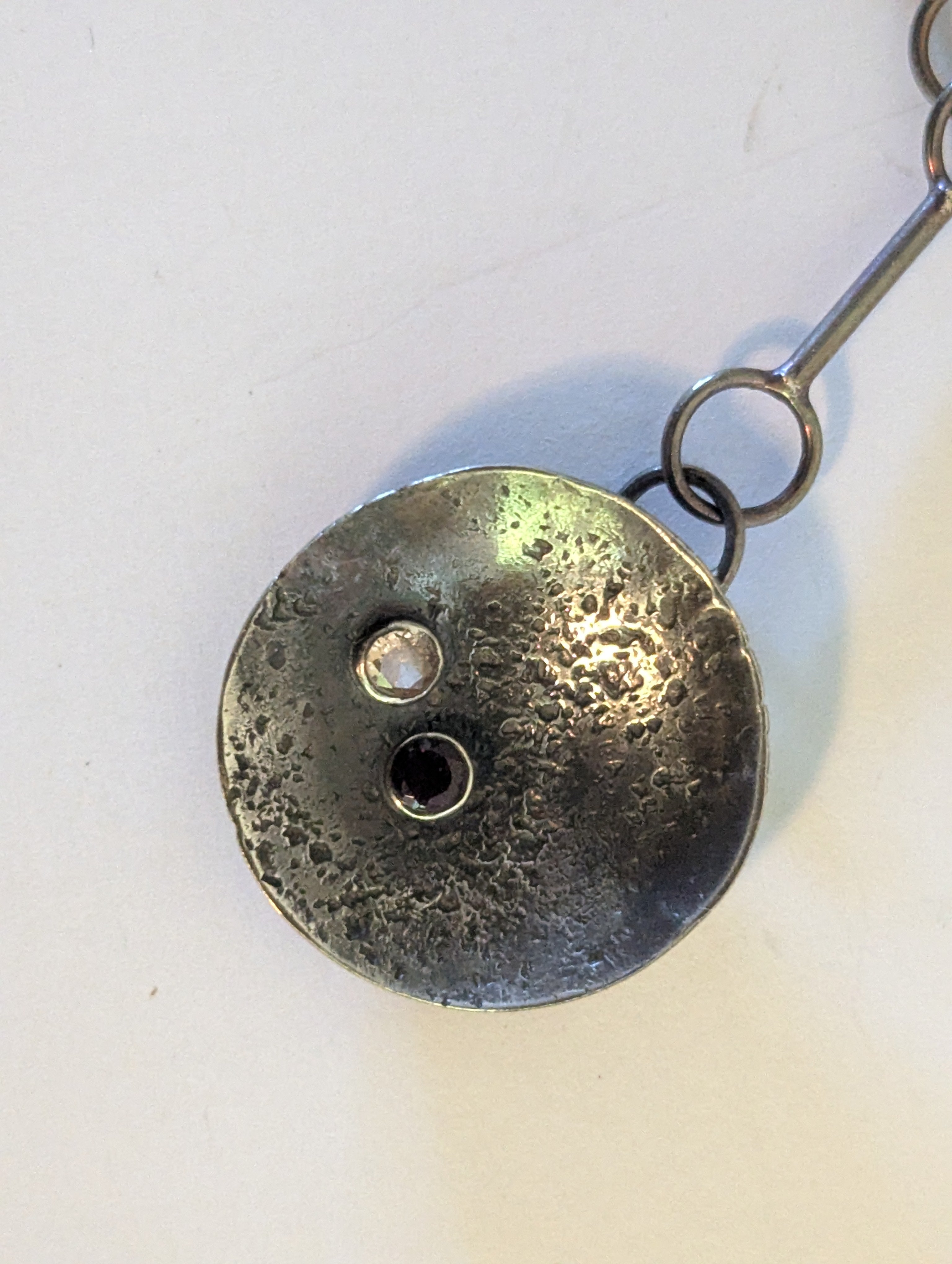 Sterling Silver Necklace set with Garnet & Topaz gemstones