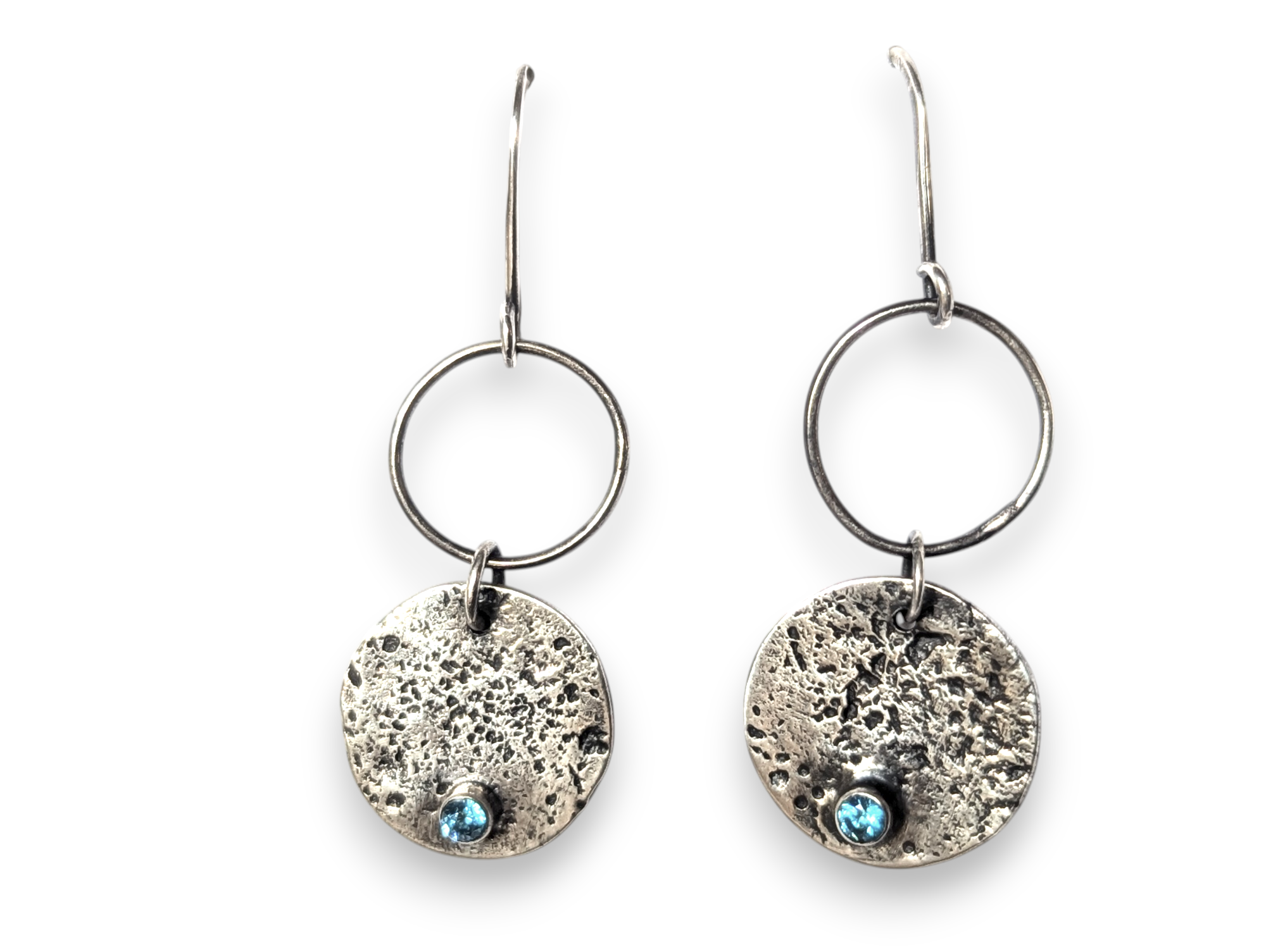 Sterling Silver Earring with Blue Cubic Zircon Stone