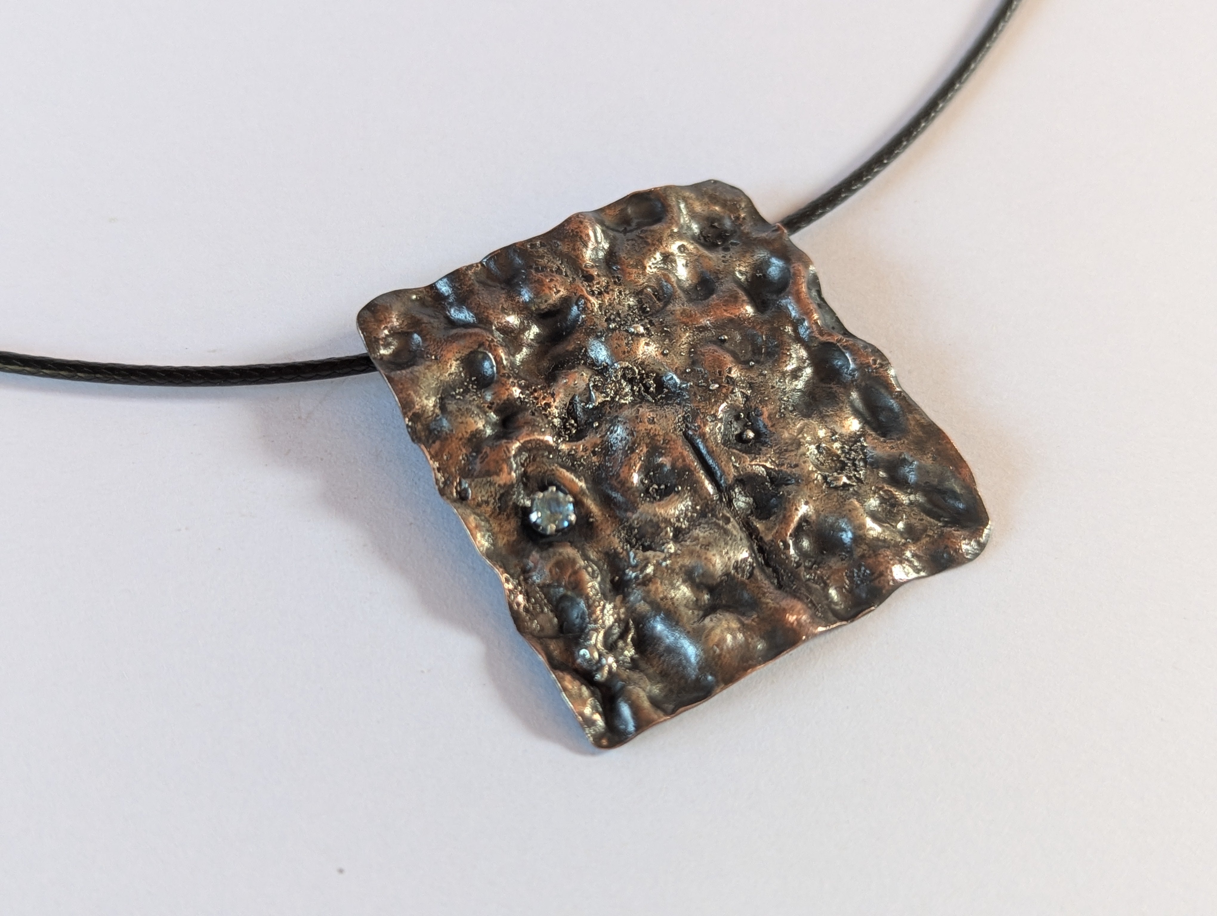 Copper Fold Pendant with Peridot