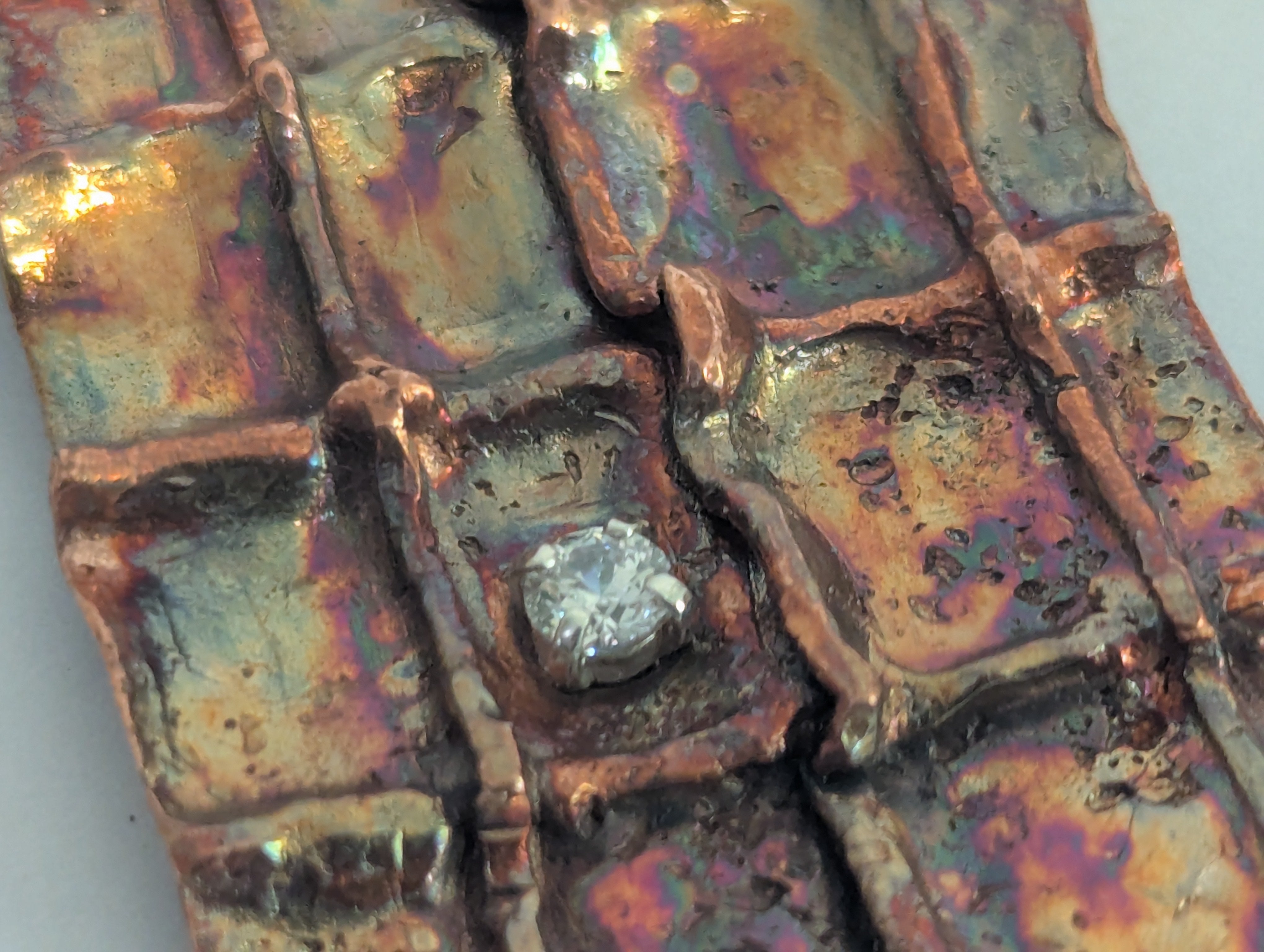 Copper Fold Pendant with CZ Gemstone