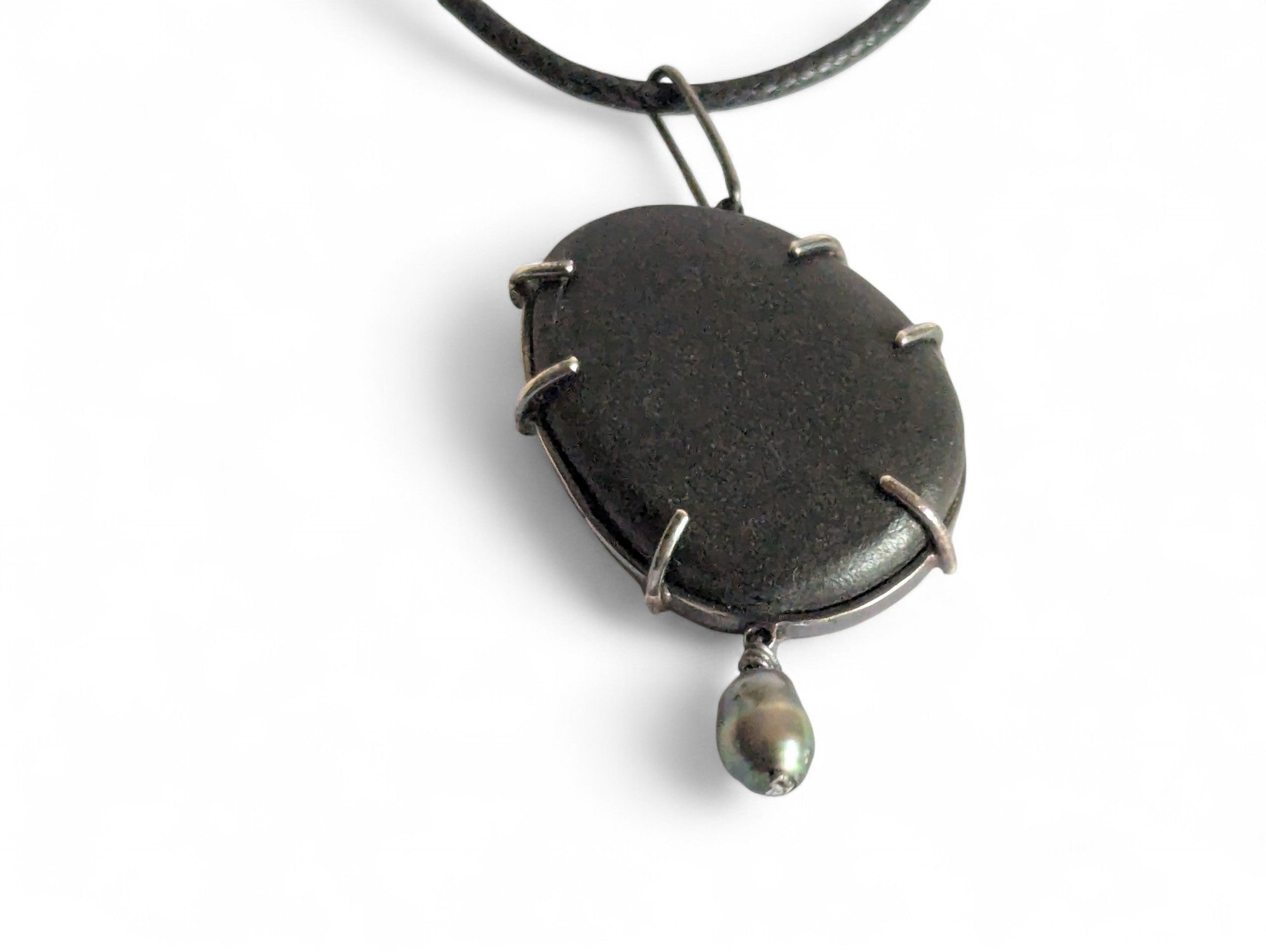 Silver and Stone Pendant with Pearl