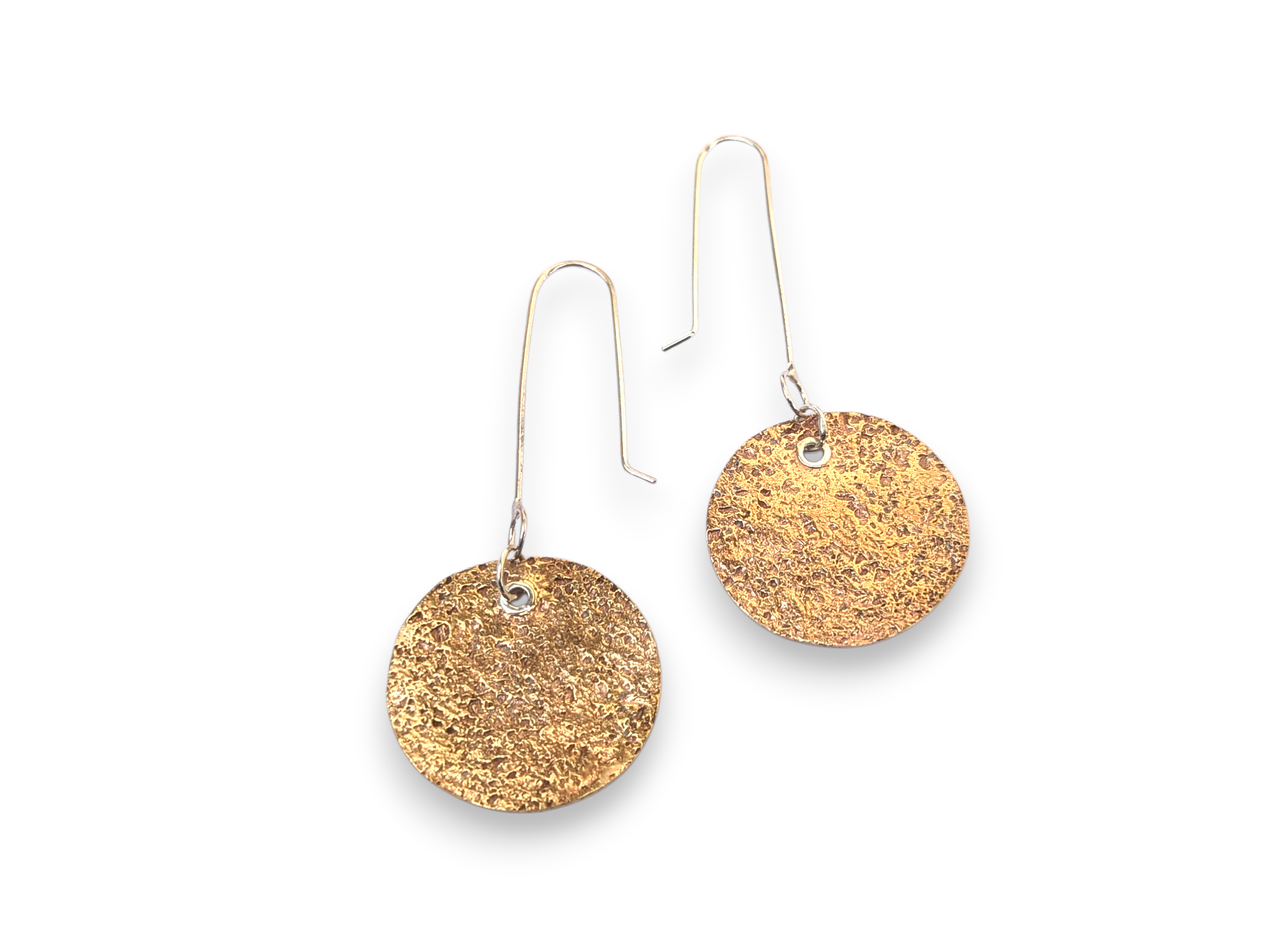 Riveted Brass Textured Discs Earrings