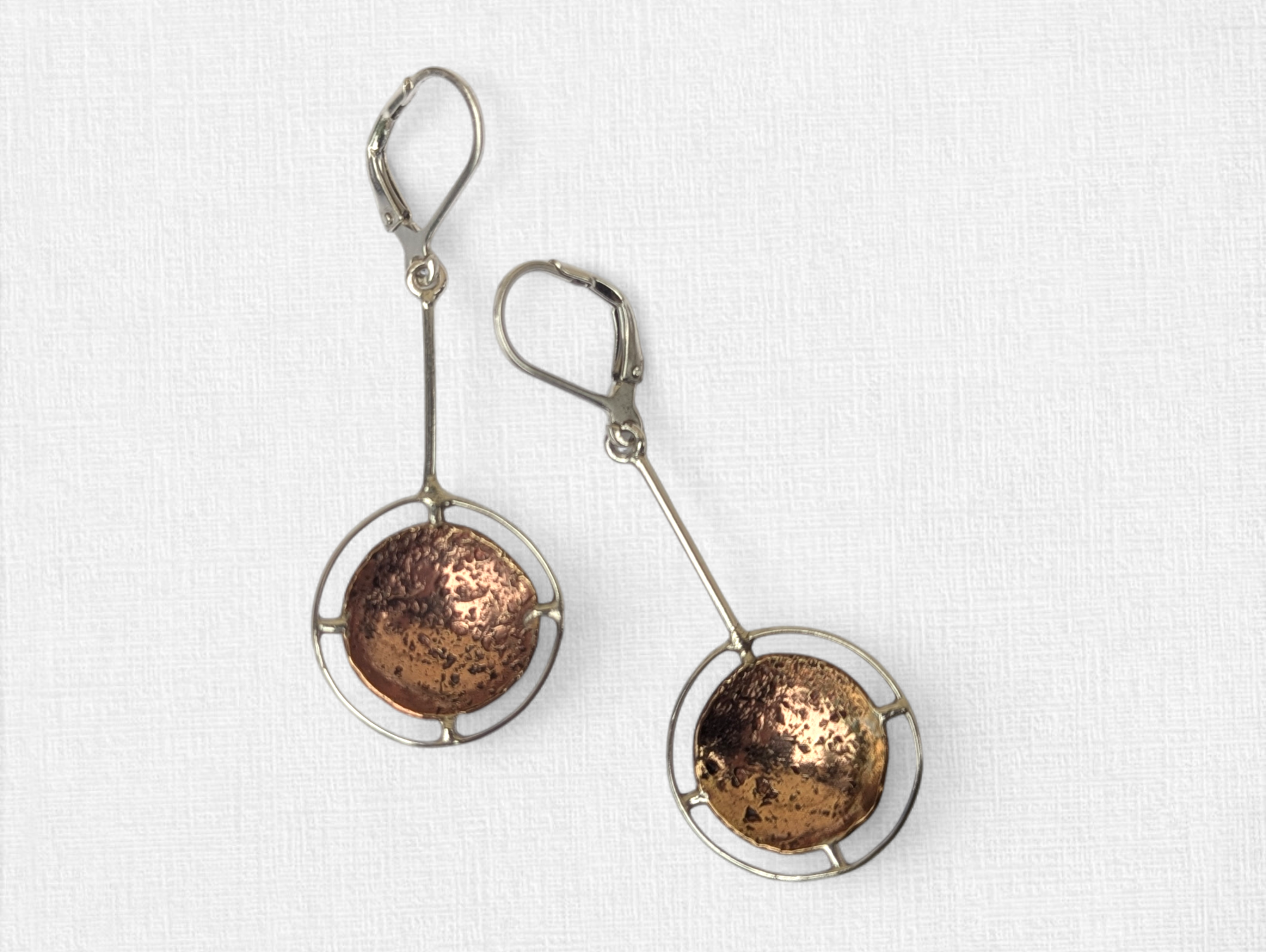 Sterling Silver Earrings with Brass Moon Center Pieces