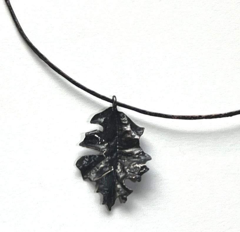 Handmade Copper California Oak Leaf Pendant by Deb Collins, featuring intricate natural-inspired design in a unique metal finish.