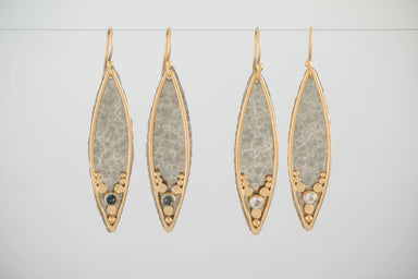 leaf drop earrings with stones