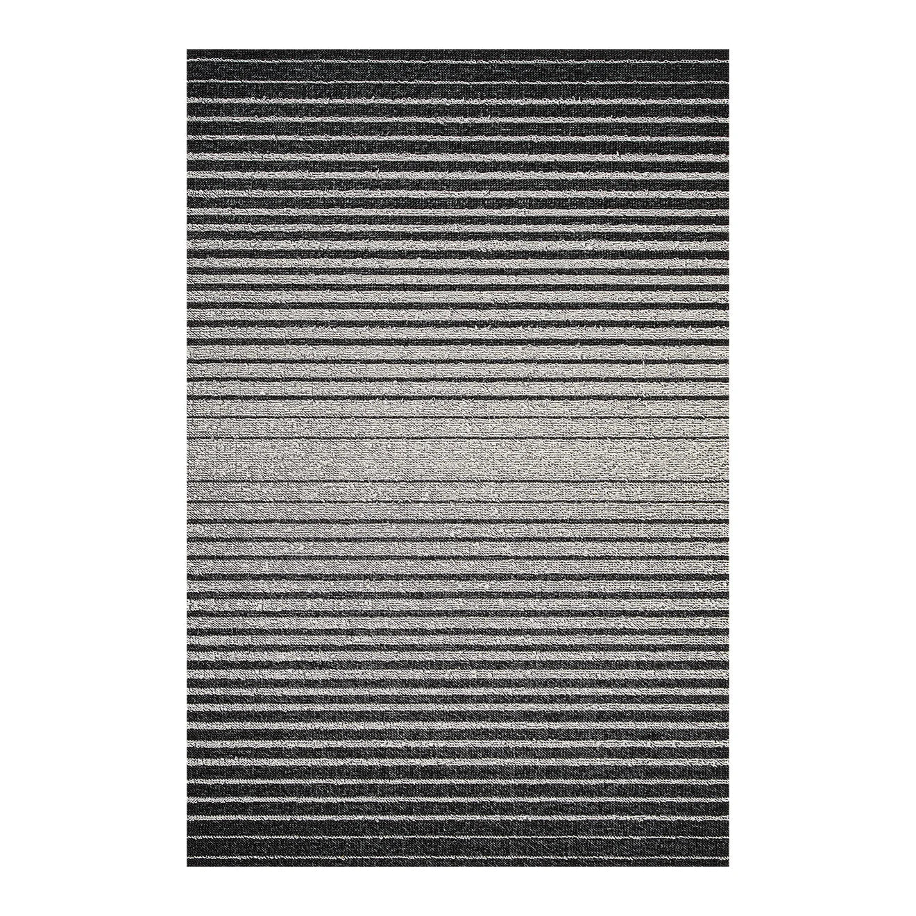 Domino Stripe Shag Mat | Black/White by Chilewich