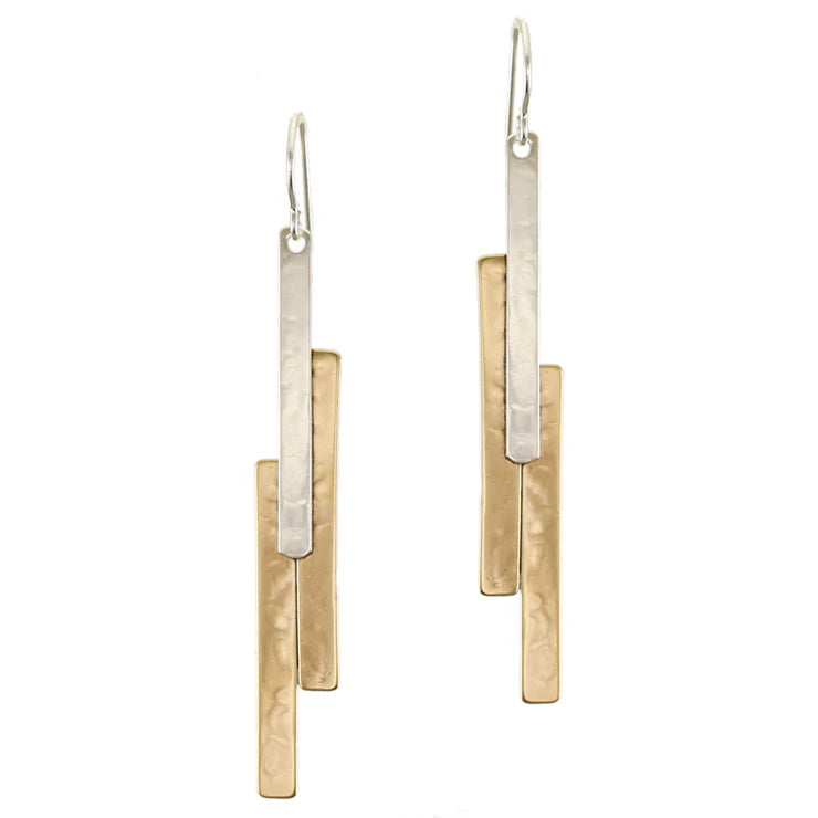 Long Layered Rectangles Wire Earrings