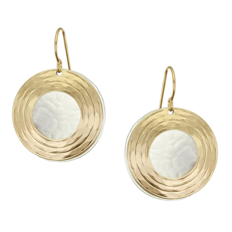 Textured Ring and Disc Wire Earrings