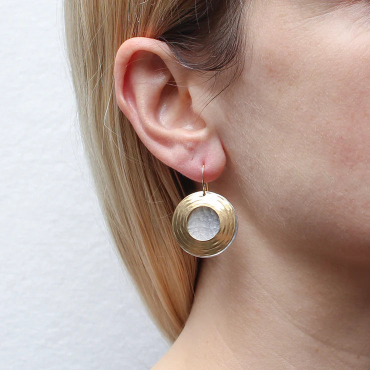 Textured Ring and Disc Wire Earrings