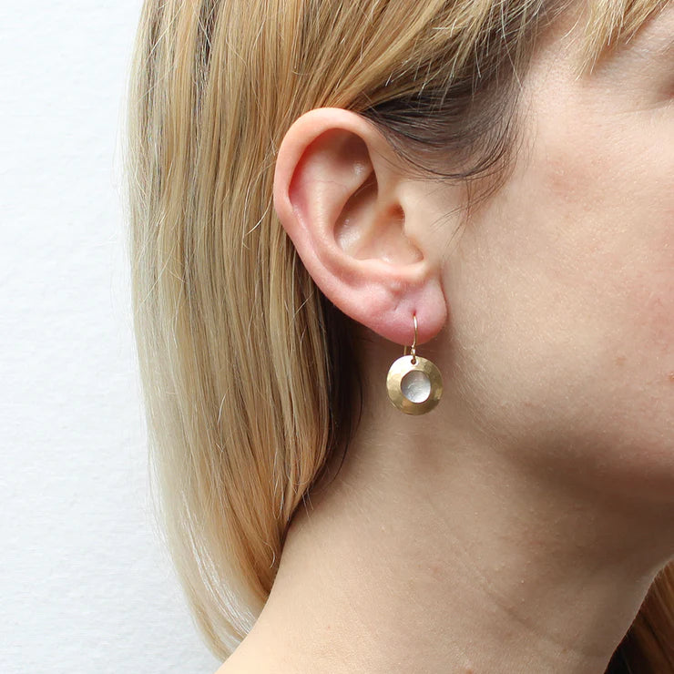 Textured Ring and Disc Wire Earrings