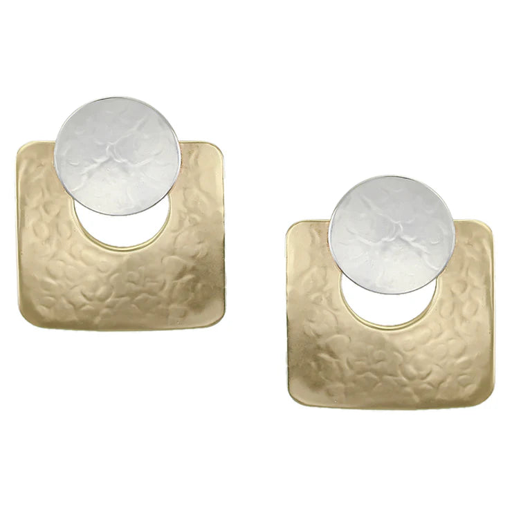 Large Disc with Cutout Square Post Earrings