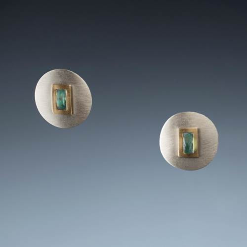 Round Sea Glass Nugget Post Earrings