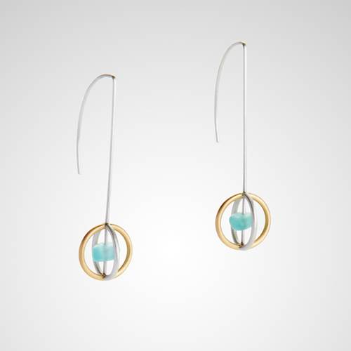 Caged Sea Glass Pebble Earrings