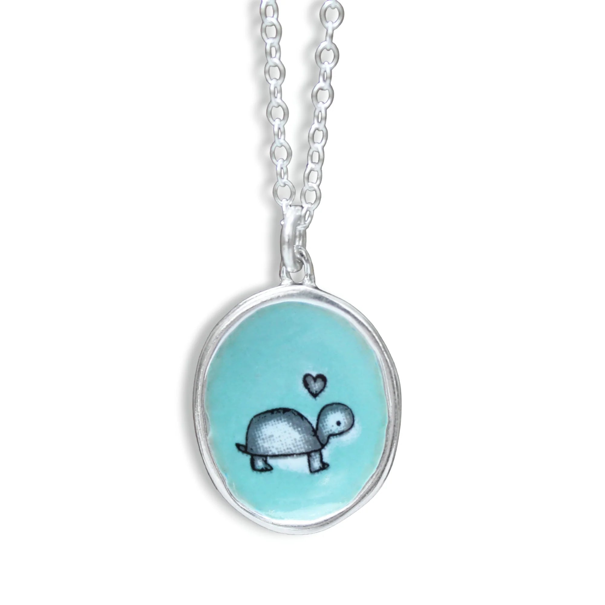 turtle with heart necklace