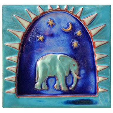 Elephant clay ceramic tile