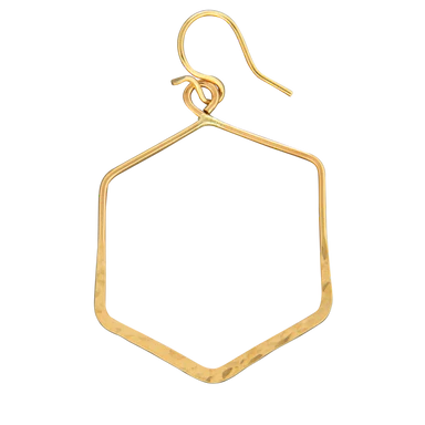gold hammered hexagon earring
