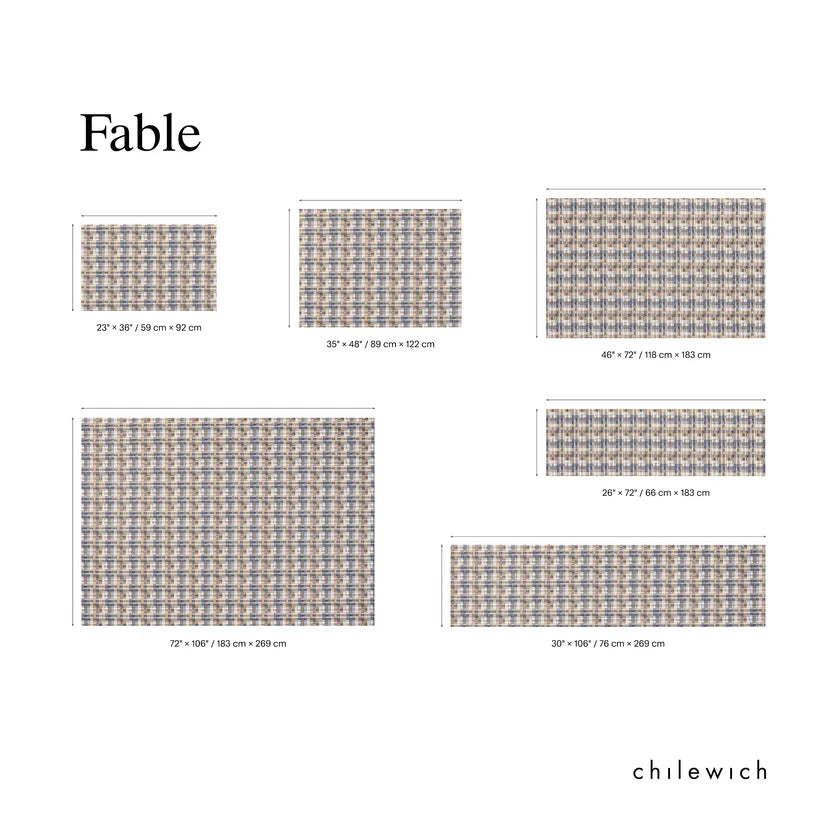 Chilewich Fable woven floor rug size chart