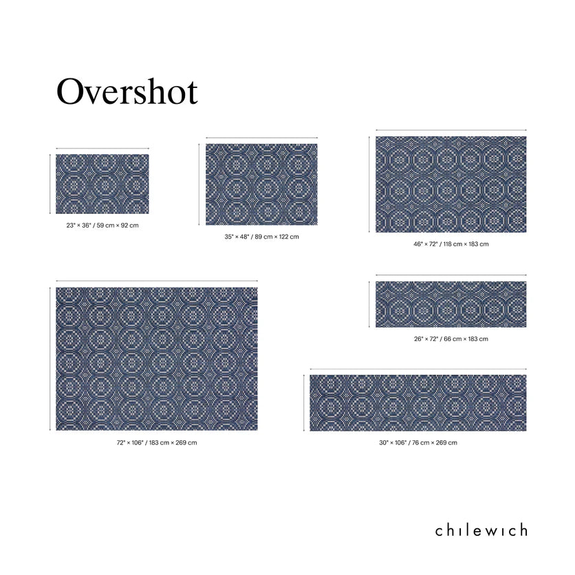 Chilewich Overshot woven rug size chart