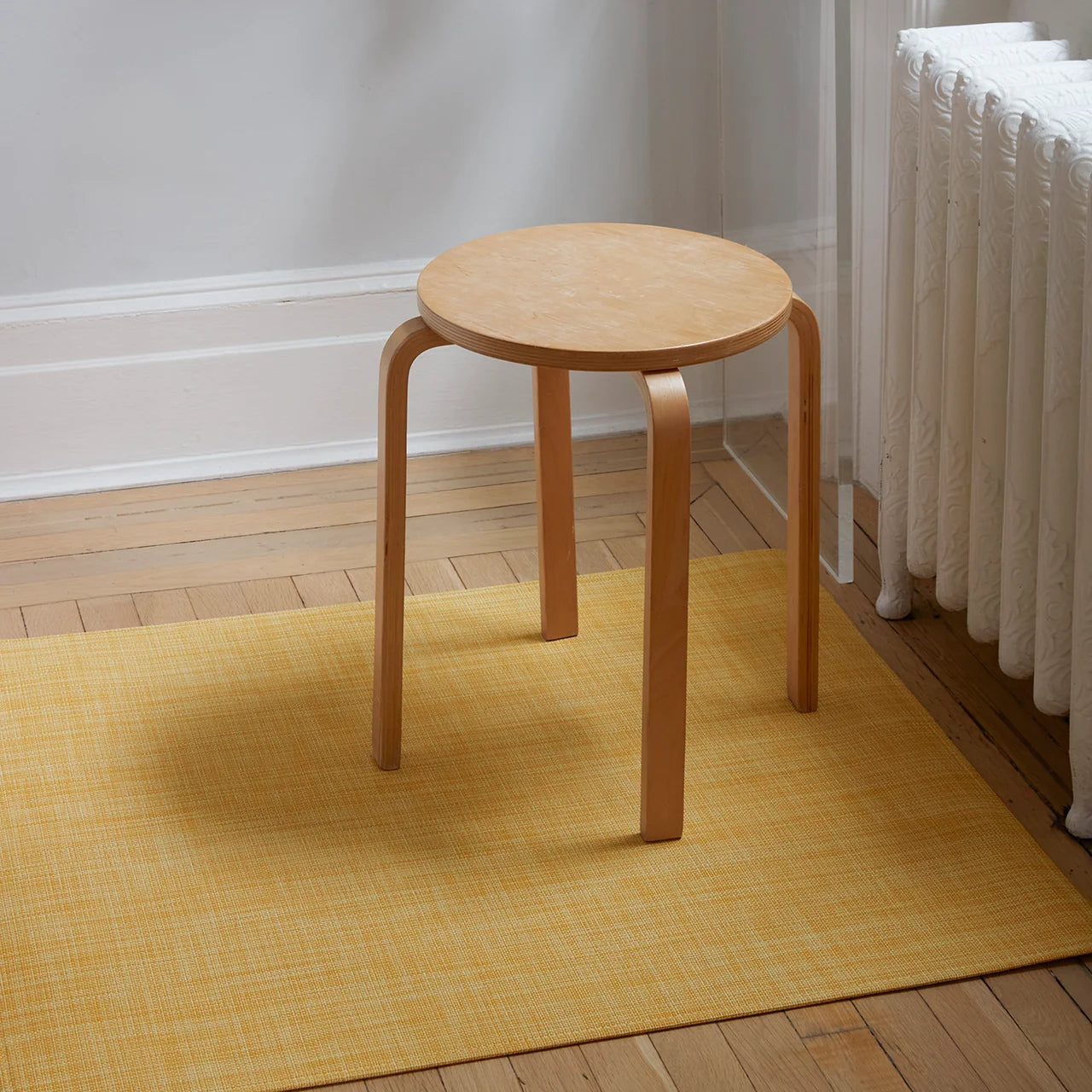 Mini Basketweave Woven Floor Mat | Ochre
