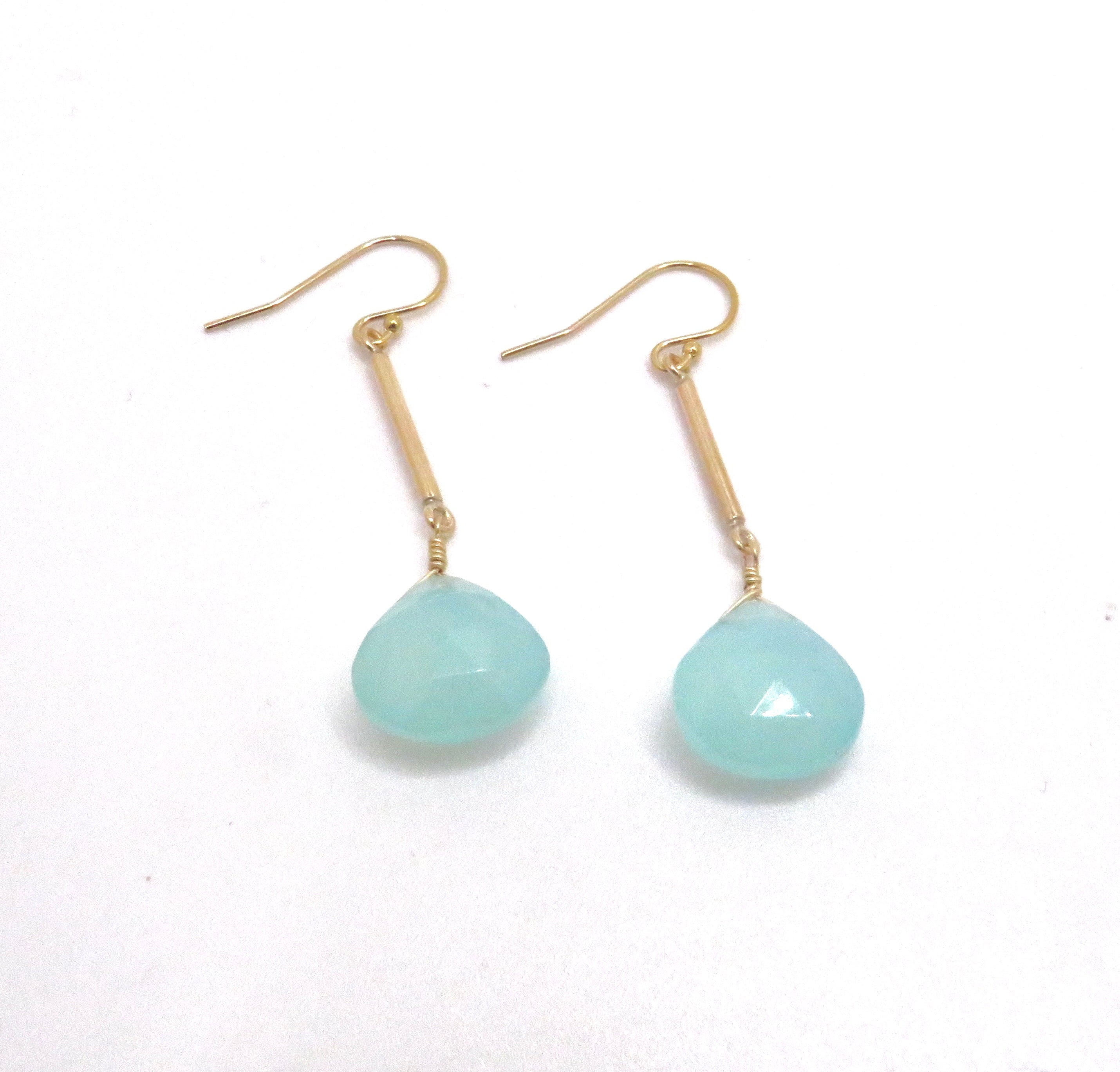 aqua gemstone drop earrings