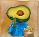 avocado print dressed with a blue shirt and bowl of guac
