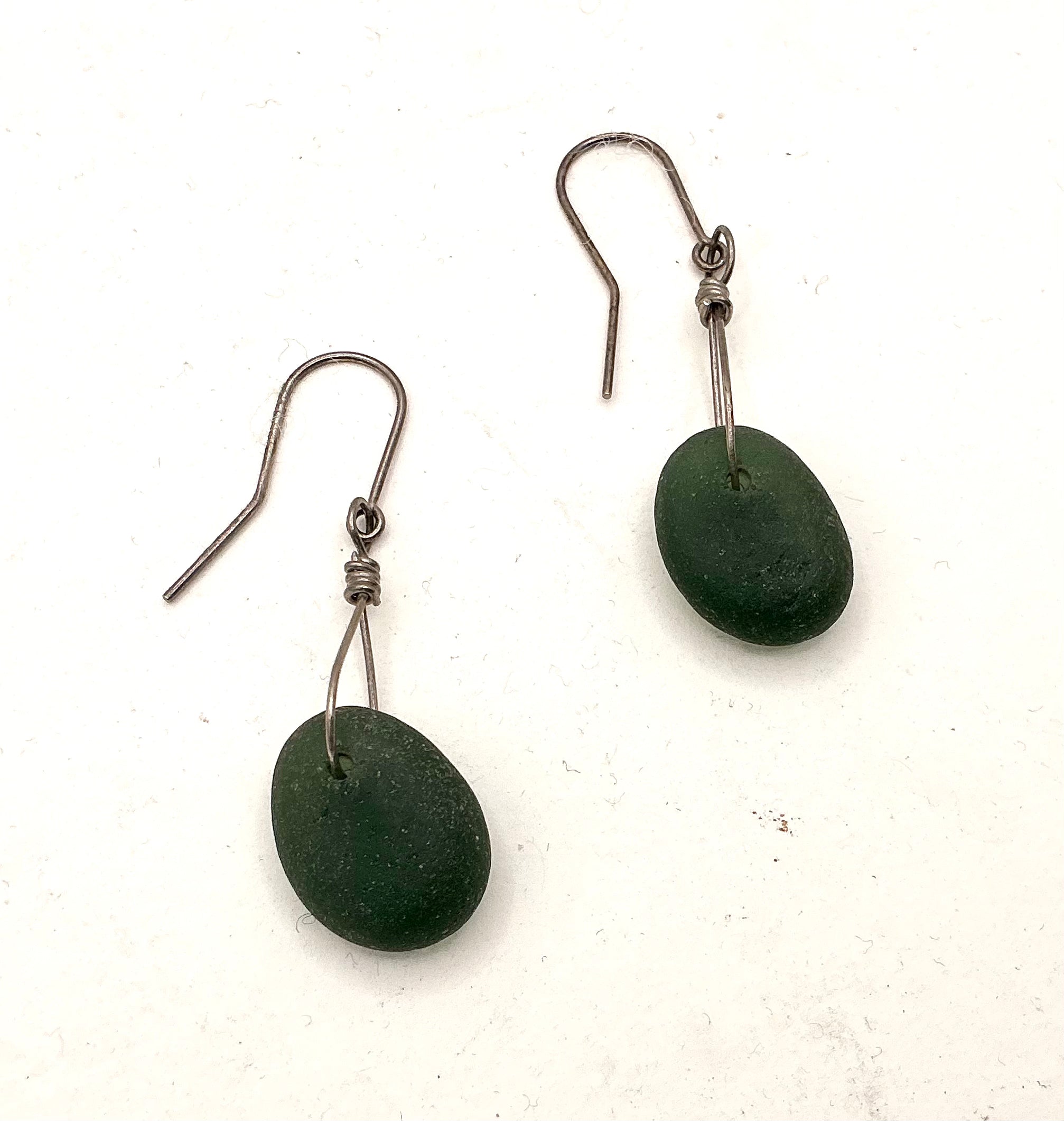 Sea Glass and Sterling Silver Earrings