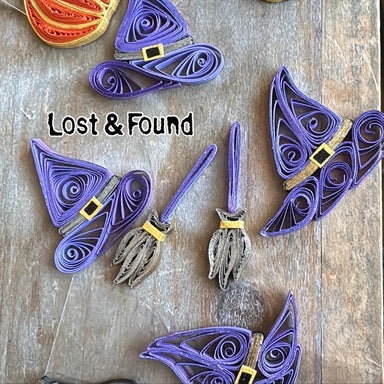Breeze Chic | Purple Witch Hat Earrings, handcrafted lightweight paper quilling Halloween jewelry