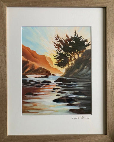 Giclee print titled 'Leah Rose | Golden Cypress' featuring vibrant ocean patterns, perfect for art lovers seeking a splash of coastal charm in their lives.