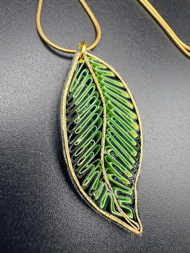 Breeze Chic | Green Leaves Earrings, handcrafted green paper quilling leaf design by Breeze Chic Designs