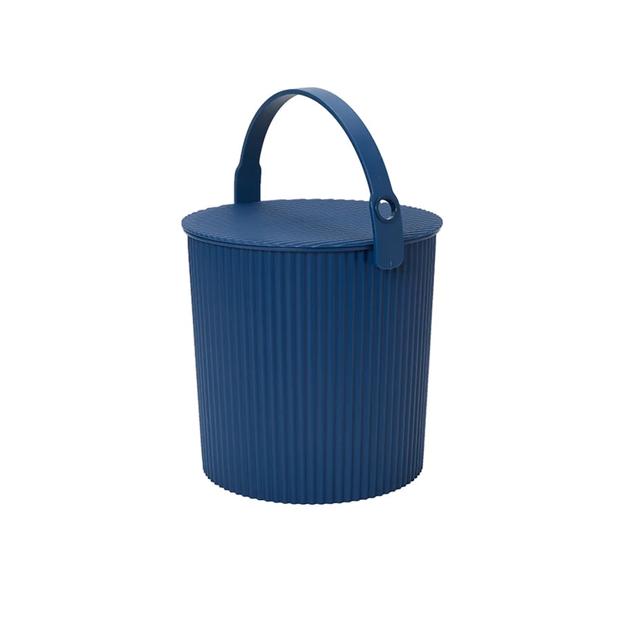 Hachiman Bucket | Navy, a colorful lidded storage bucket made in Japan for indoor and outdoor use