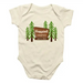 Happiest Camper Onesie by Rock Scissor Paper, graphic apparel with the featured design