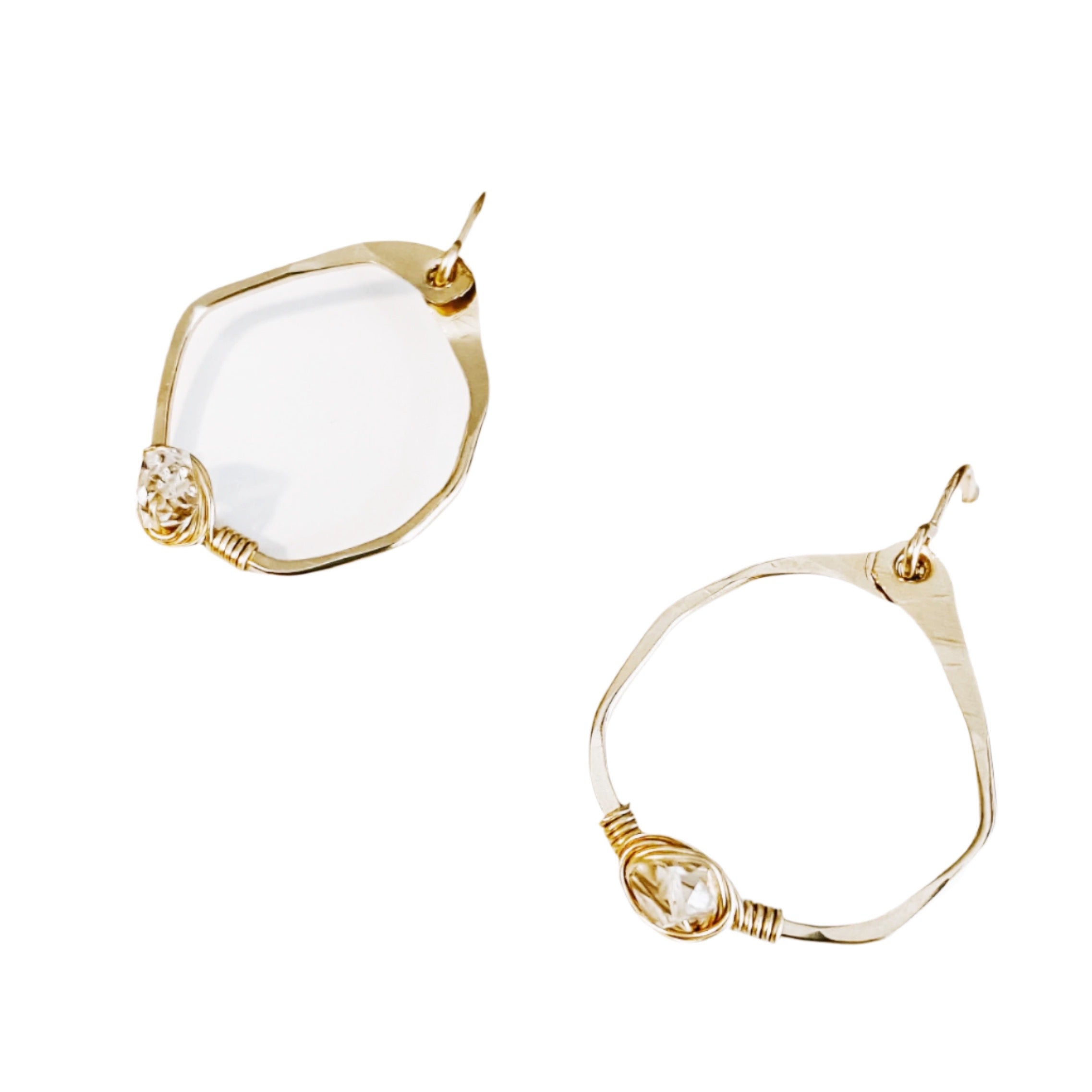 Organic Mini Herkimer Hoop Earrings