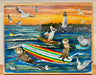 wild life animals on a surf board painting