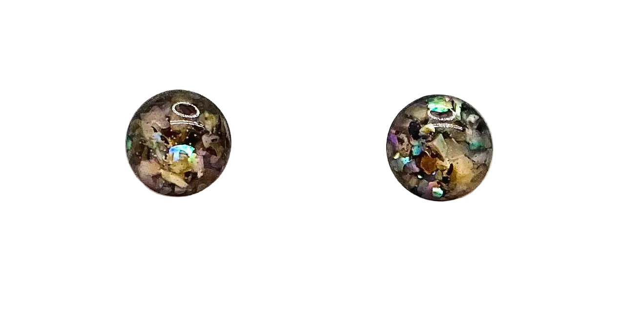 8mm Round Crushed Gemstone Stud Earrings | Assorted Stones