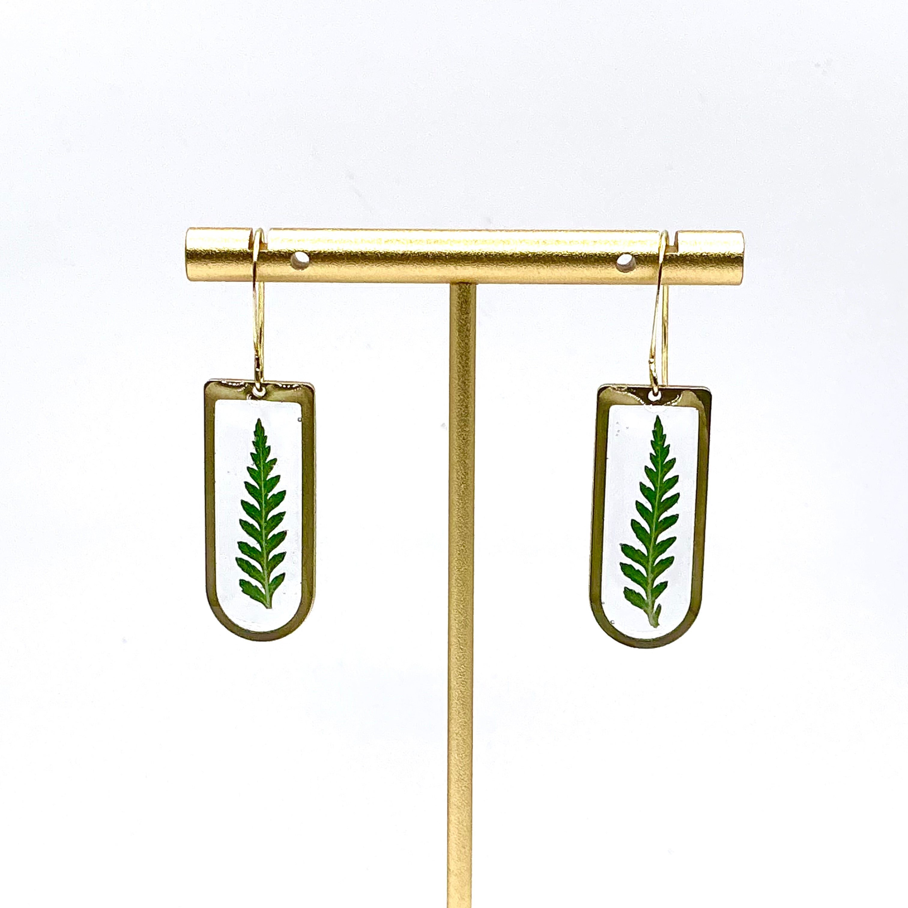 Preserved Flower Rounded Rectangle Earrings