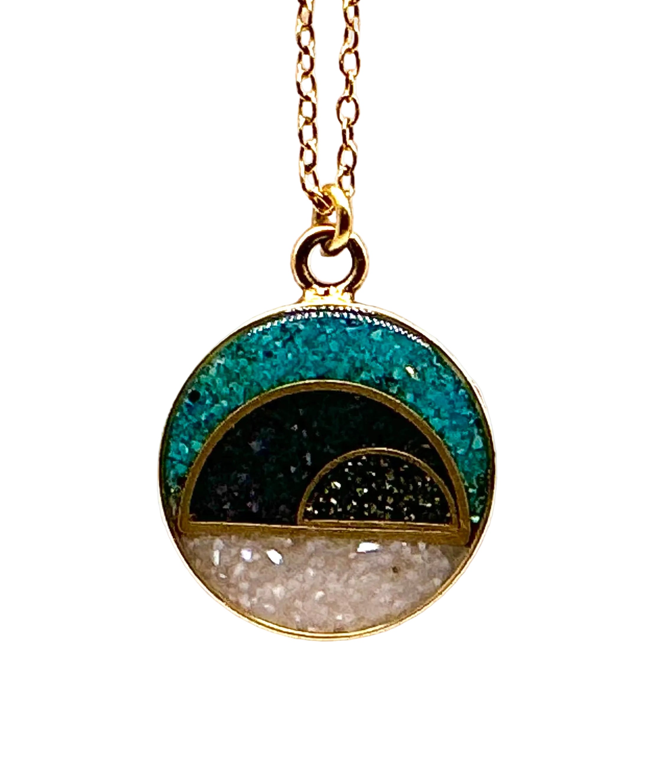 Cosmos Gemstone Inlay Necklace | Assorted Crushed Gemstones