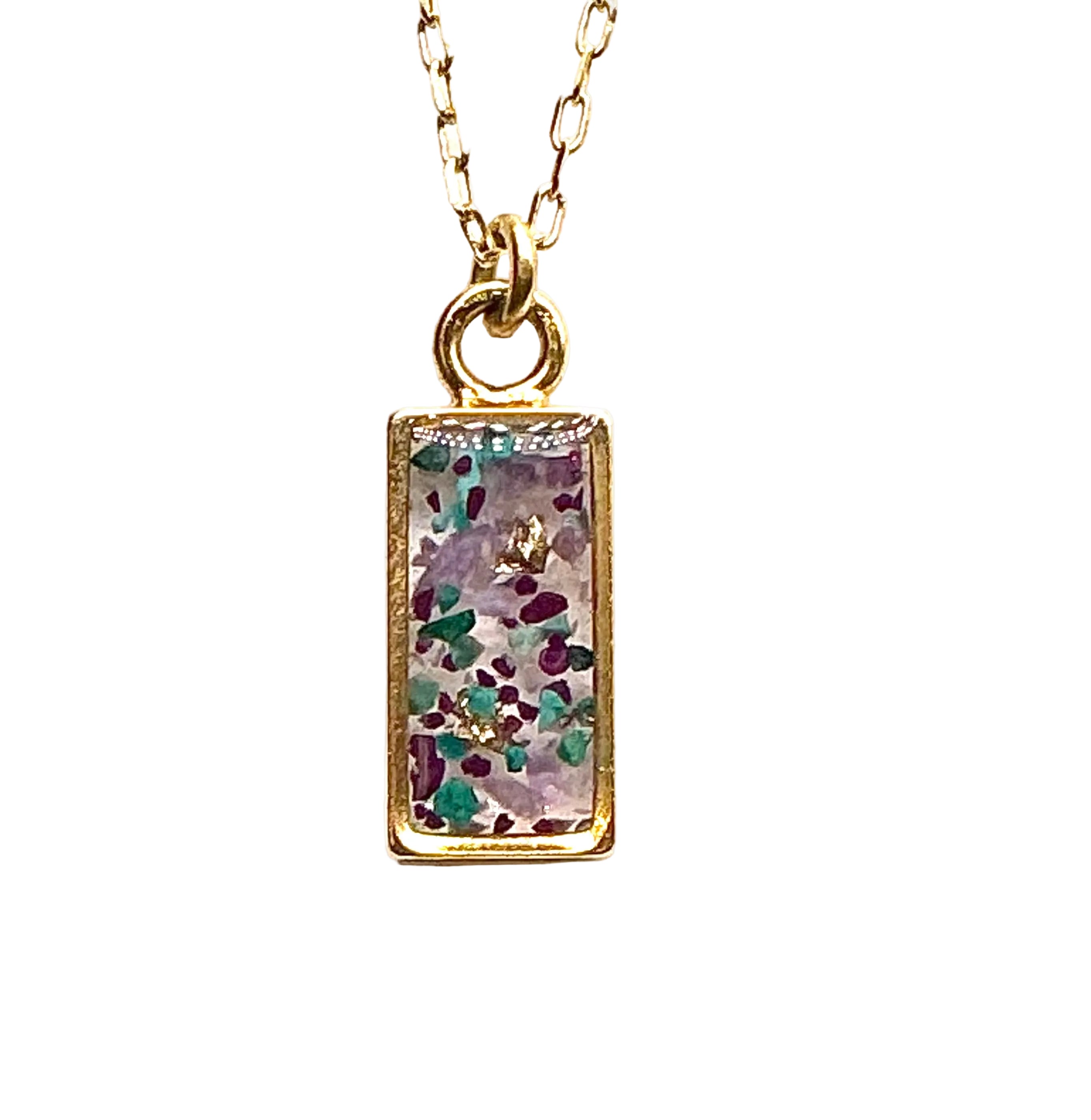 Petite Rectangle Crushed Gemstone Necklace
