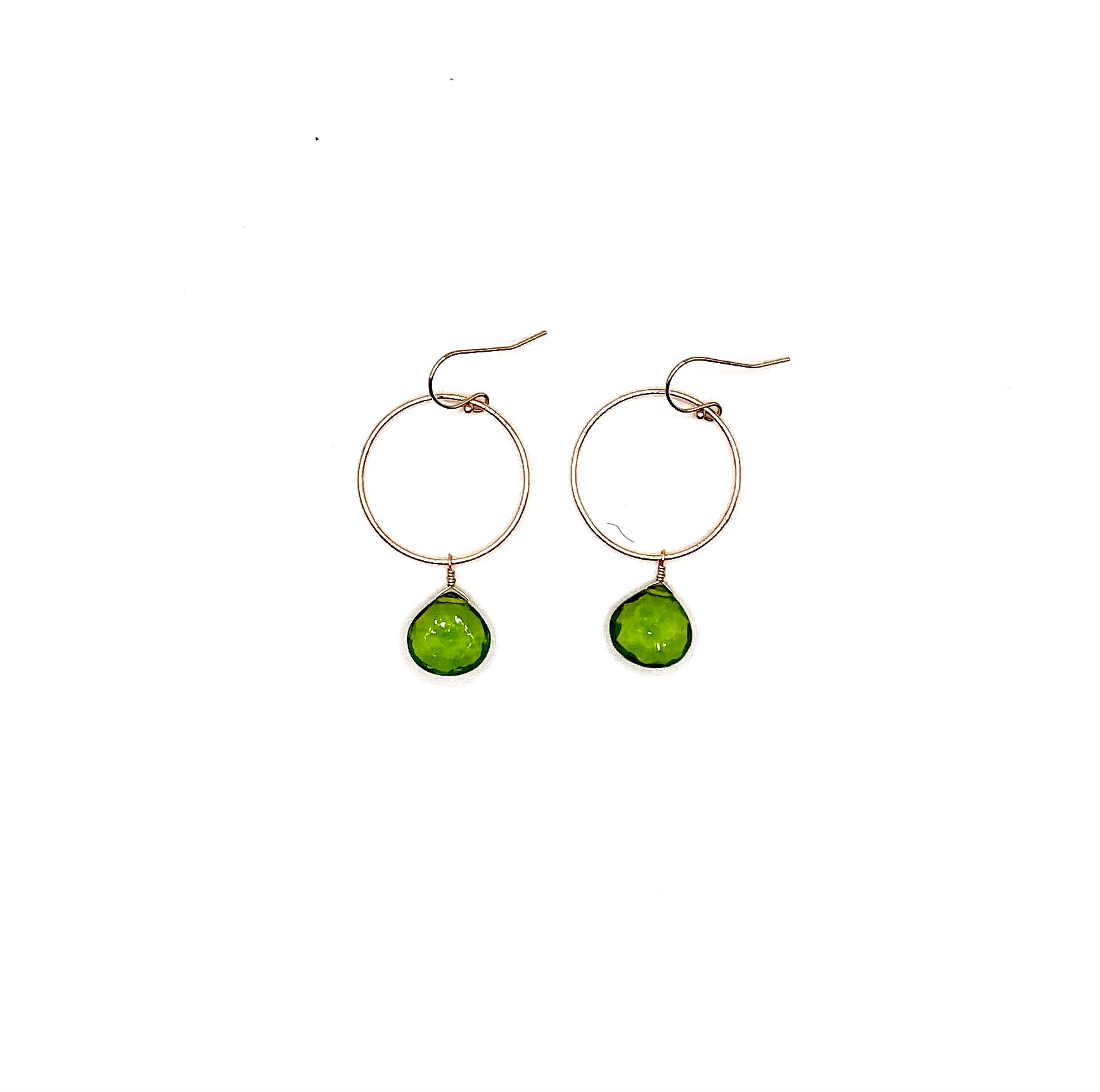 Peridot Quartz Hoop Earrings