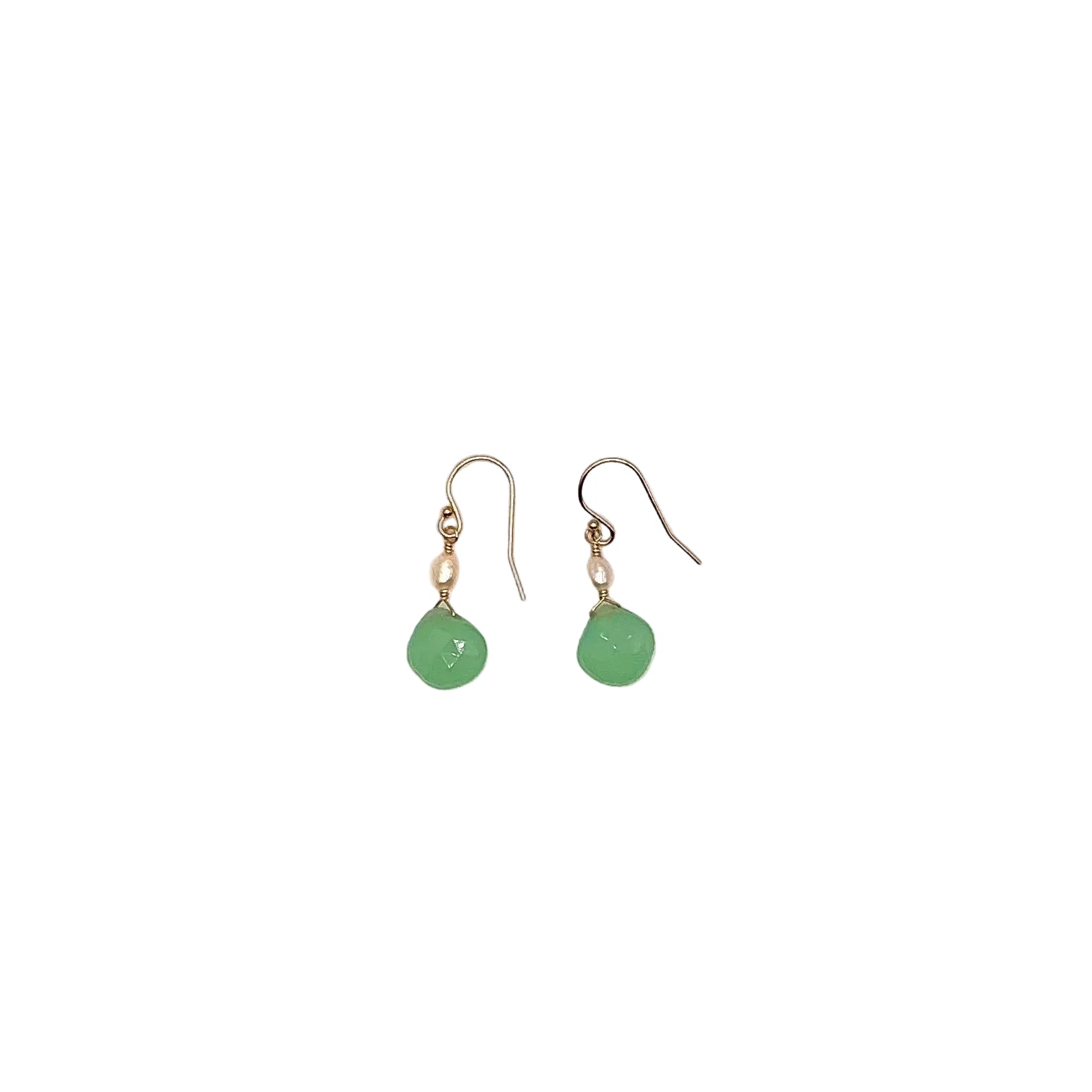 Green Chalcedony Drop Earrings