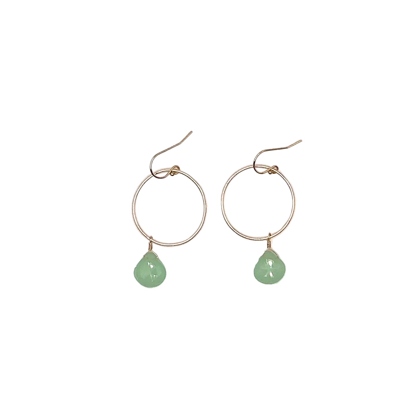 Green Chalcedony Hoop Earrings
