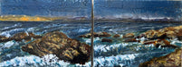 Nicole Woodling artwork titled 'Pacific Grove', a diptych encaustic painting on wood panel, celebrating the fusion of art, ecology, and nature.