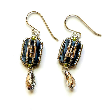 gold and crystal beaded drop earring