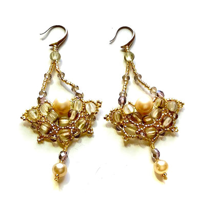 beaded pearl drop earrings