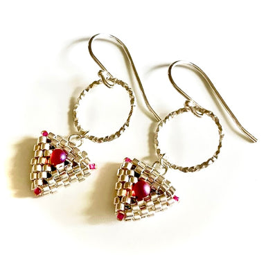 beaded triangle drop earrings