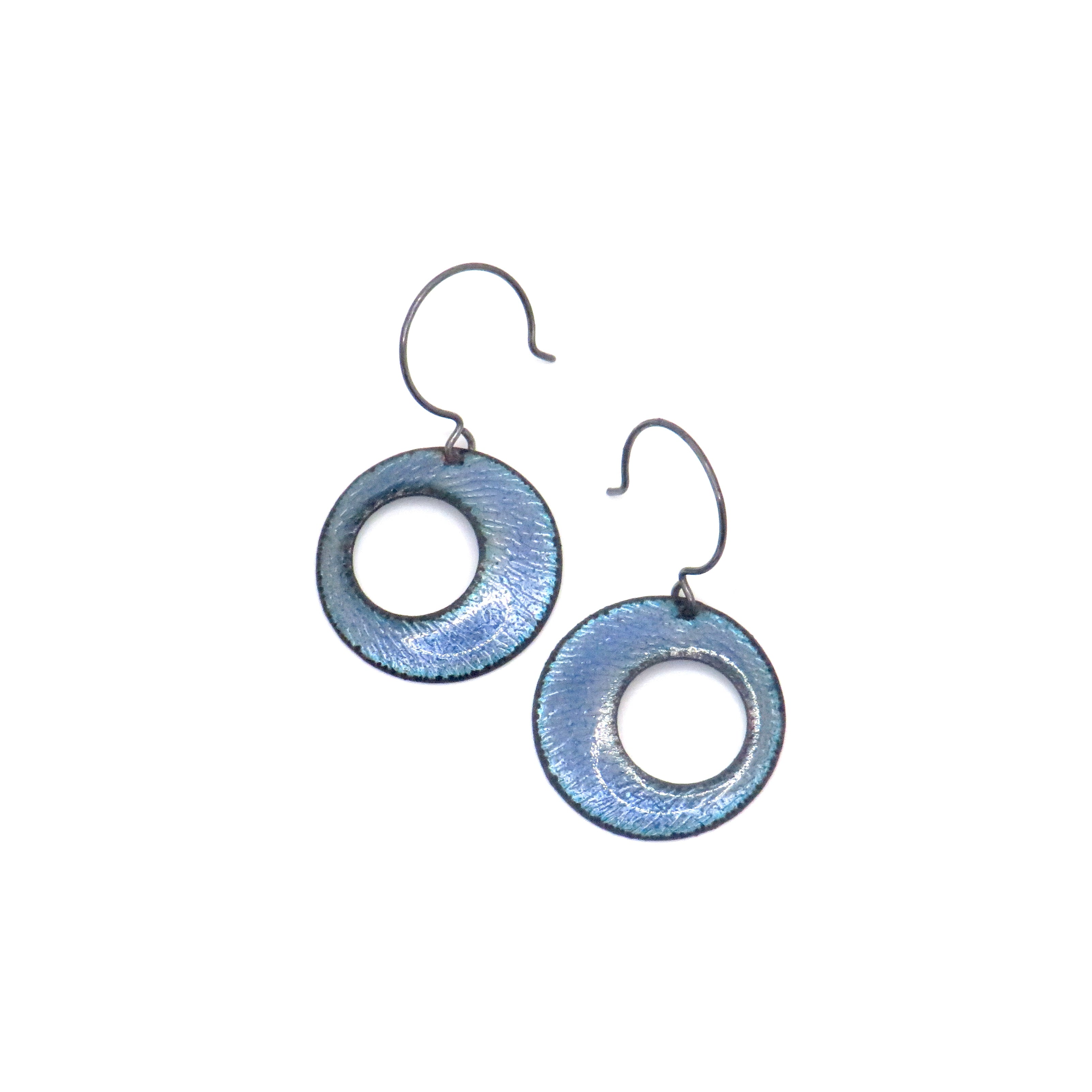 blue circle earrings